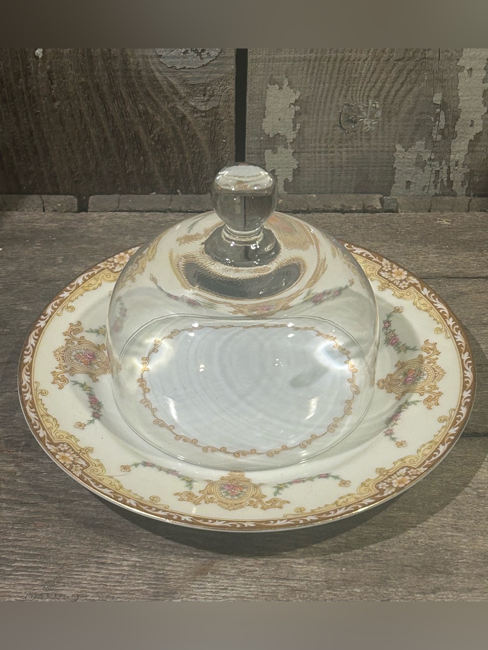 Vintage Occupied Japan Noritake "Camillia" Japan Porcelain Plate & Cheese Dome